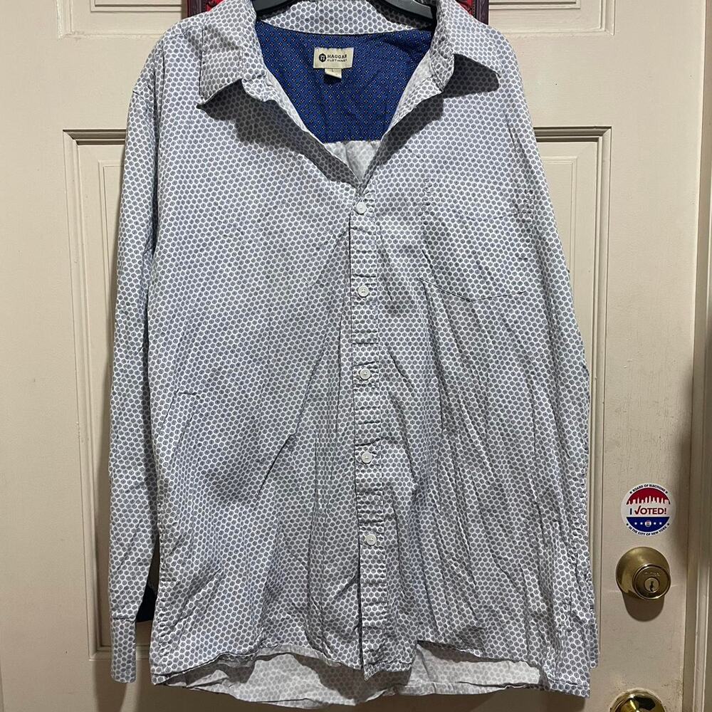 White and blue button down shirt